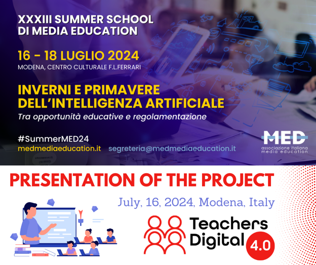 Teachers 4.0 Digital at the Media Education Summer School in Modena in July!